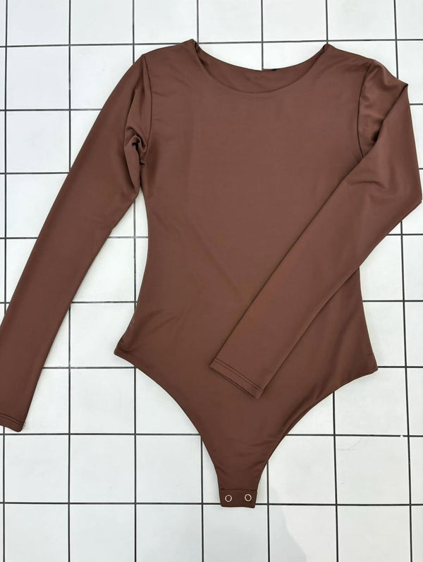 Body Basic Manga Longa Marrom